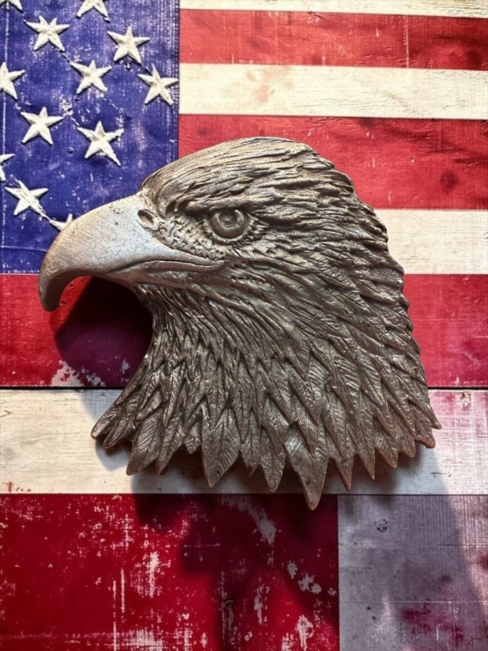 Bald Eagle Belt Buckle By C&J Inc. 1989 Pewter Made In USA Patriotic Design